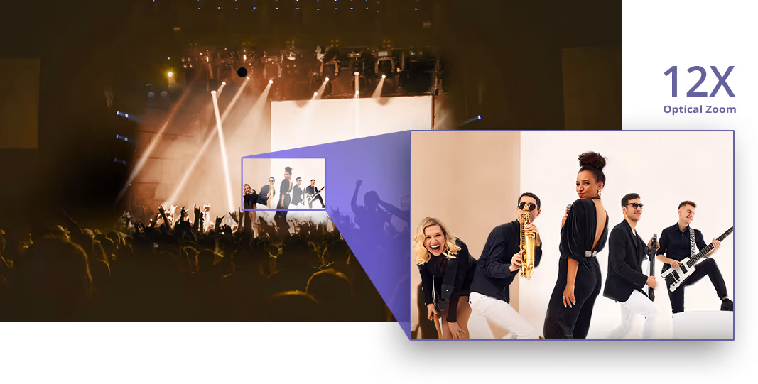 12X Optical Zoom Magnifies Details